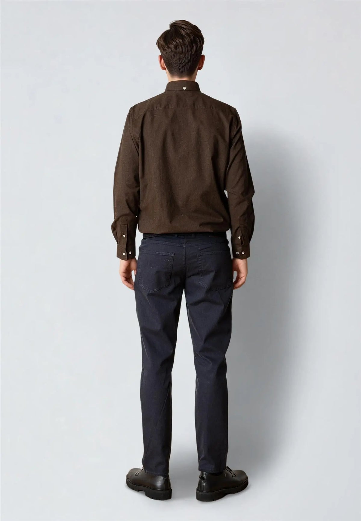 Oxford Stretch Skjorte - Dark Brown Melange Clean Cut Copenhagen