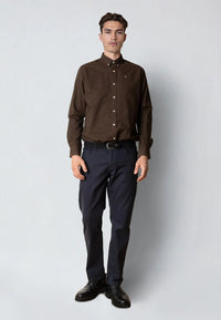 Oxford Stretch Skjorte - Dark Brown Melange Clean Cut Copenhagen