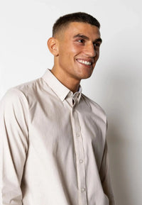 Oxford Stretch Skjorte - Sand Melange Clean Cut Copenhagen