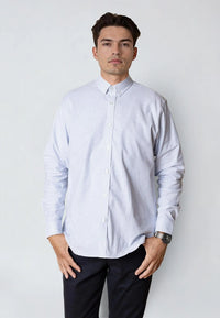 Oxford Stretch Skjorte Stripe - Light Blue Stripes Clean Cut Copenhagen