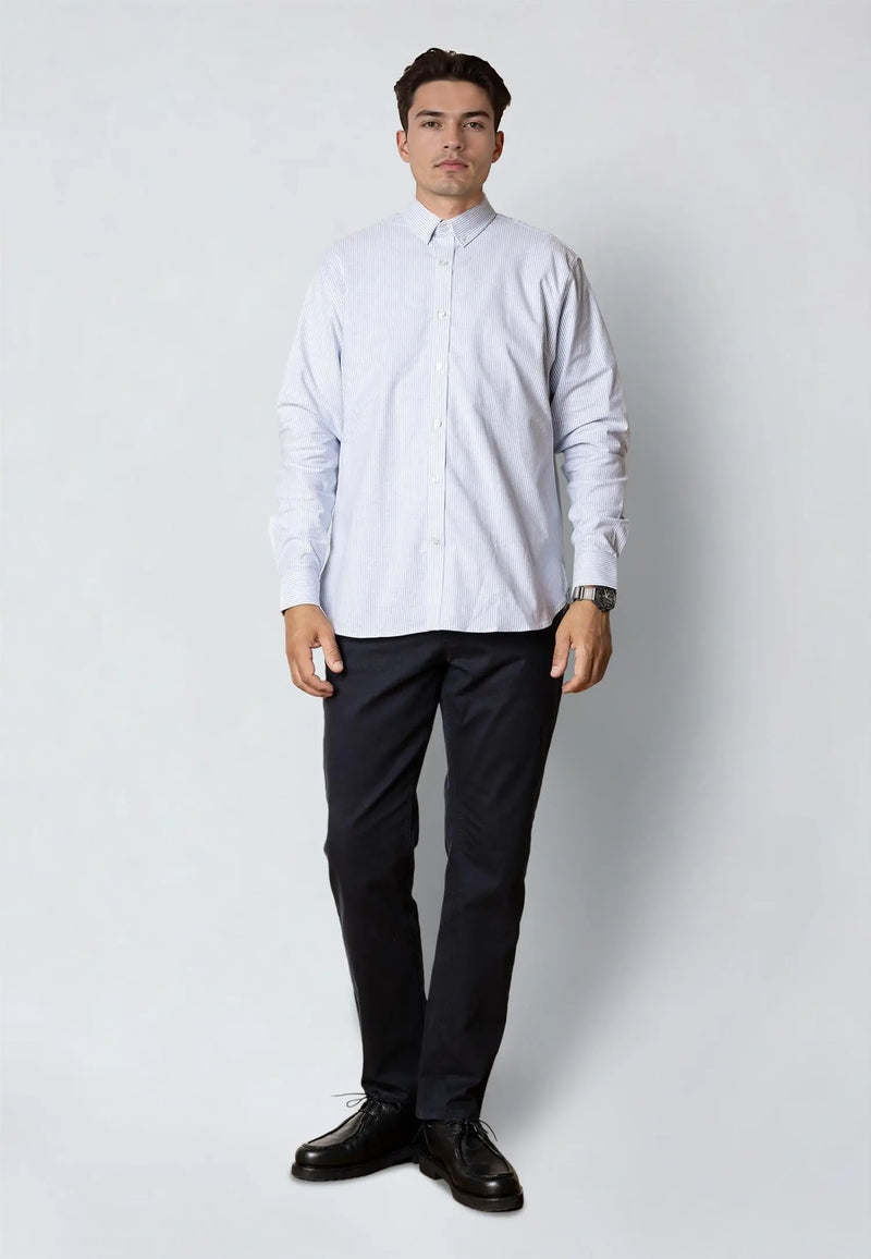 Oxford Stretch Skjorte Stripe - Light Blue Stripes Clean Cut Copenhagen
