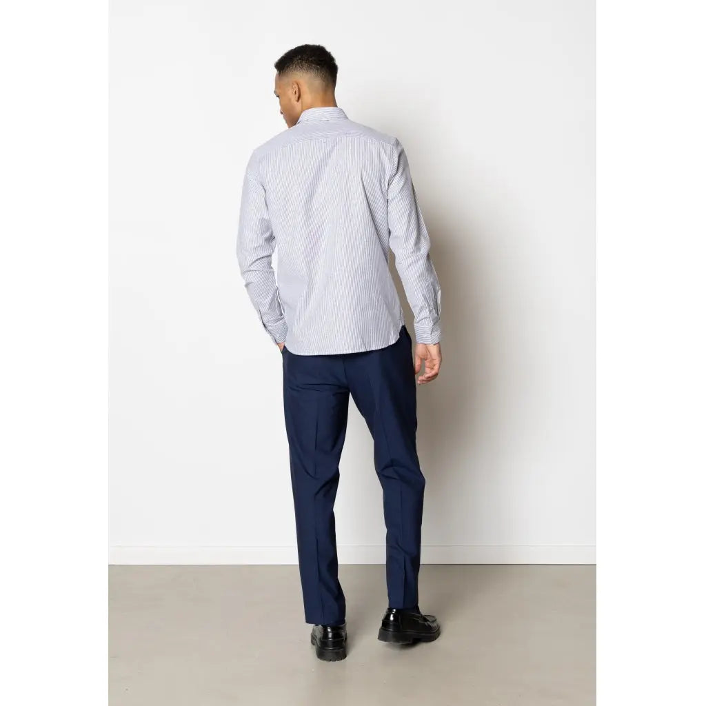 Oxford Stretch Skjorte Stripe - Navy Stripe Clean Cut Copenhagen