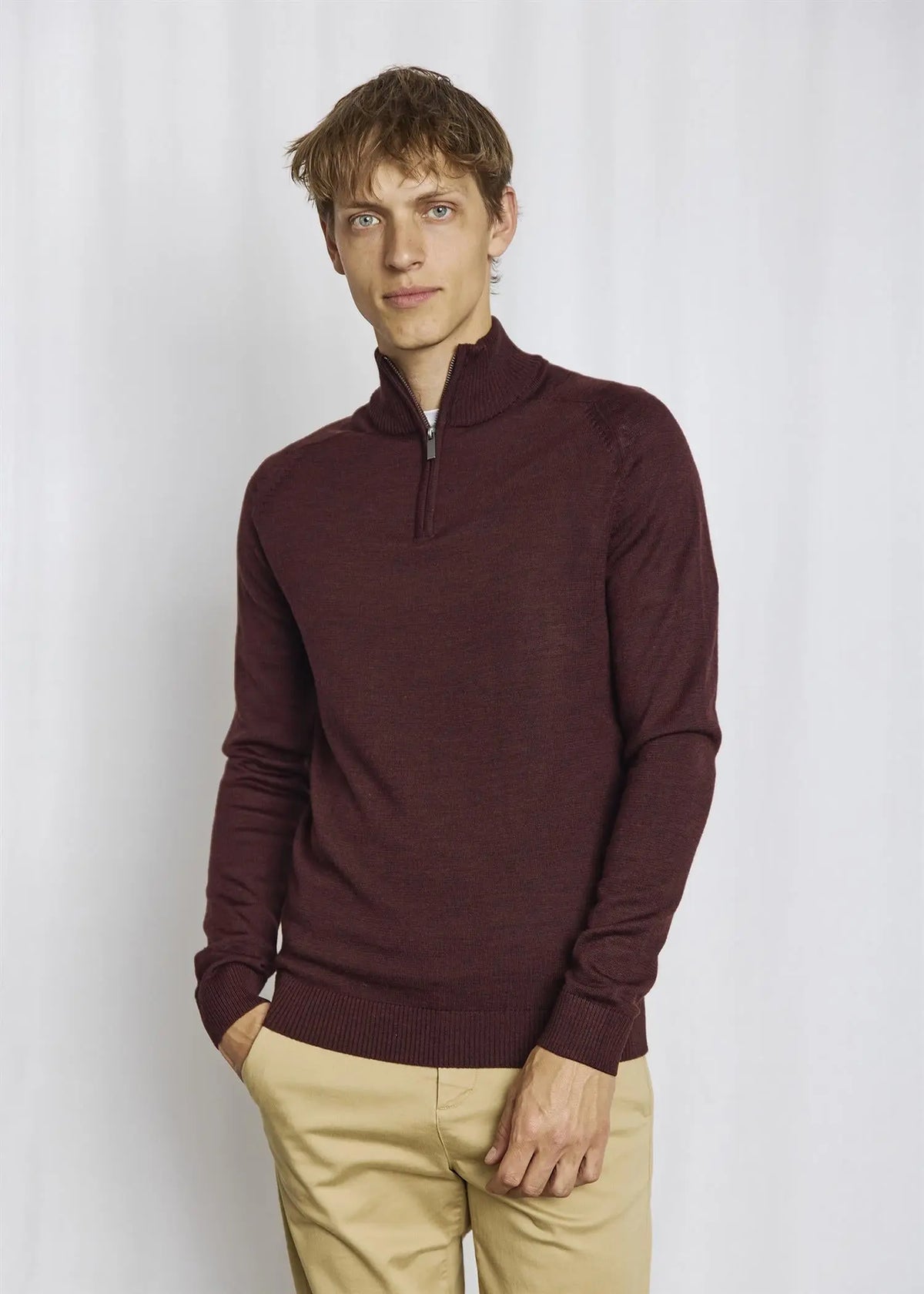 Pelle Merino Ullgenser Half Zip - Bordeaux Bruun & Stengade
