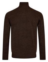 Pelle Merino Ullgenser Half Zip - Dark Brown Bruun & Stengade