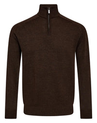 Pelle Merino Ullgenser Half Zip - Dark Brown Bruun & Stengade