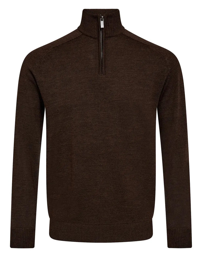 Pelle Merino Ullgenser Half Zip - Dark Brown Bruun & Stengade