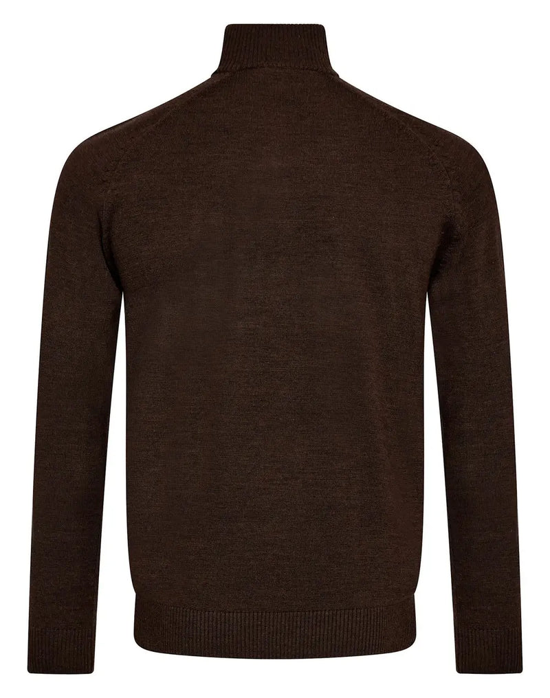 Pelle Merino Ullgenser Half Zip - Dark Brown Bruun & Stengade