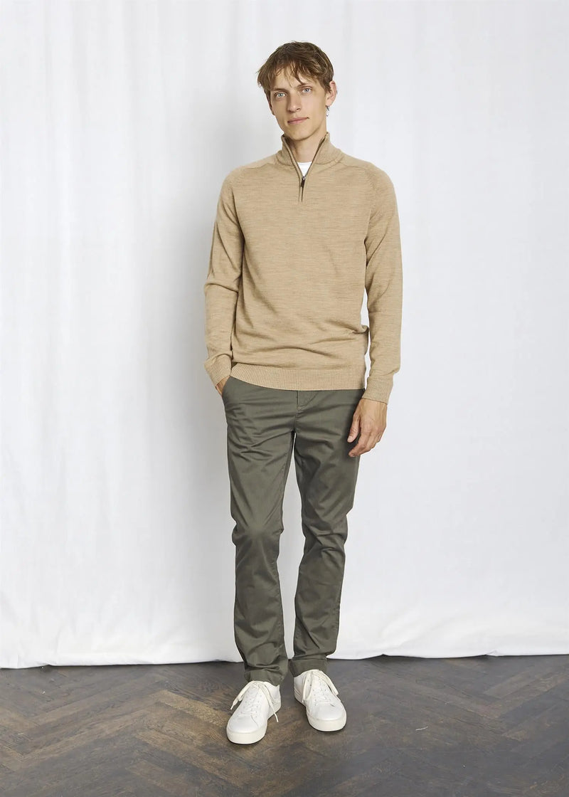 Pelle Merino Ullgenser Half Zip - Light Brown Bruun & Stengade