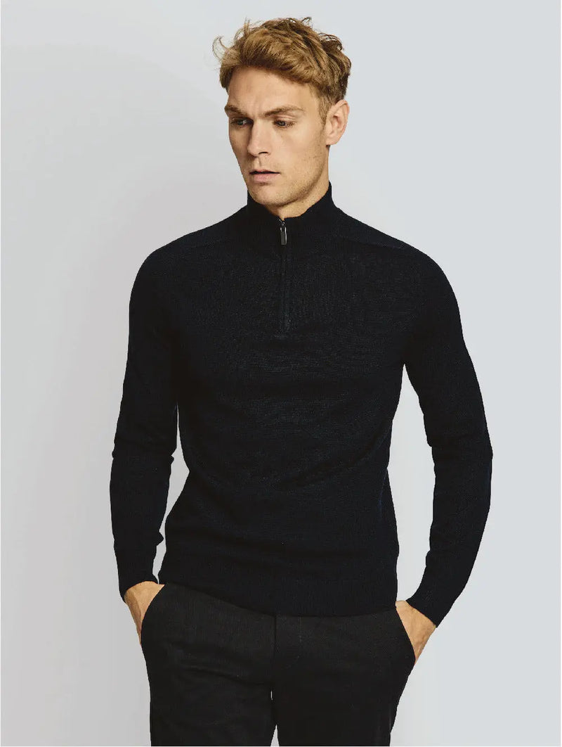 Pelle Merino Ullgenser Half Zip - Navy Bruun & Stengade