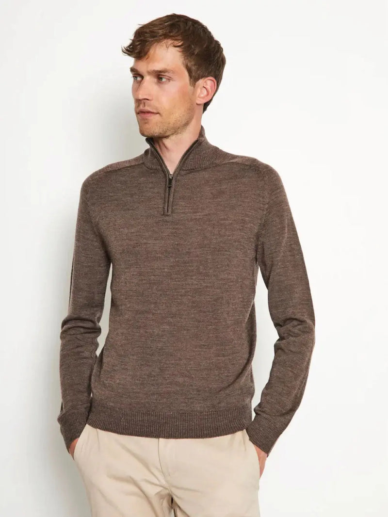 Pelle Ullgenser Half Zip - Brown Bruun & Stengade