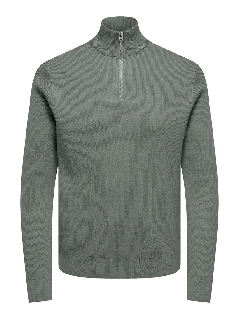 Phil Genser Half Zip - Castor Grey Only & Sons