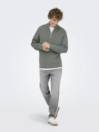 Phil Genser Half Zip - Castor Grey Only & Sons