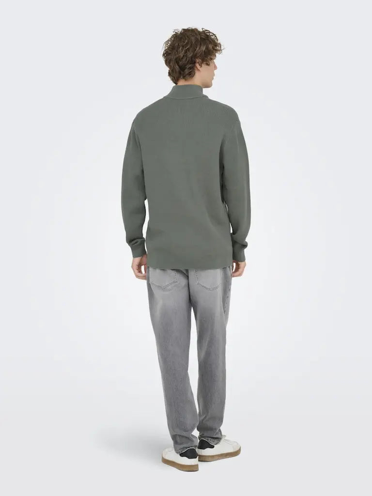 Phil Genser Half Zip - Castor Grey Only & Sons