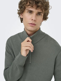 Phil Genser Half Zip - Castor Grey Only & Sons