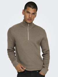 Phil Genser Half Zip - Desert Taupe Only & Sons