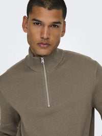 Phil Genser Half Zip - Desert Taupe Only & Sons