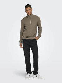 Phil Genser Half Zip - Desert Taupe Only & Sons