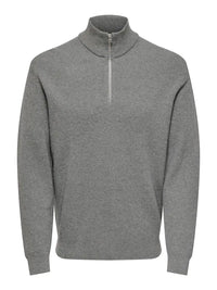 Phil Genser Half Zip - Medium Grey Melange Only & Sons