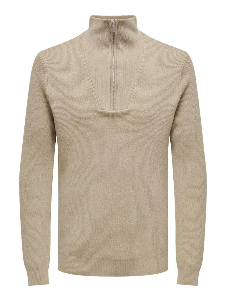 Phill Strikket Half Zip - Chinchilla Only & Sons