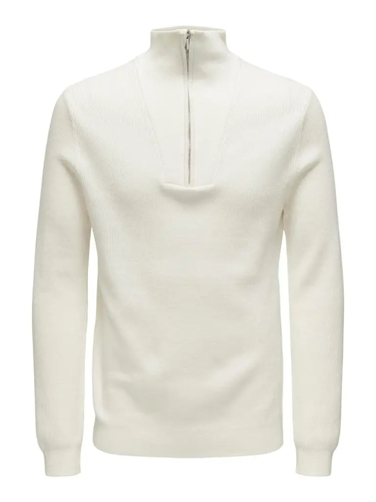 Phill Strikket Half Zip - Vanilla Ice Only & Sons