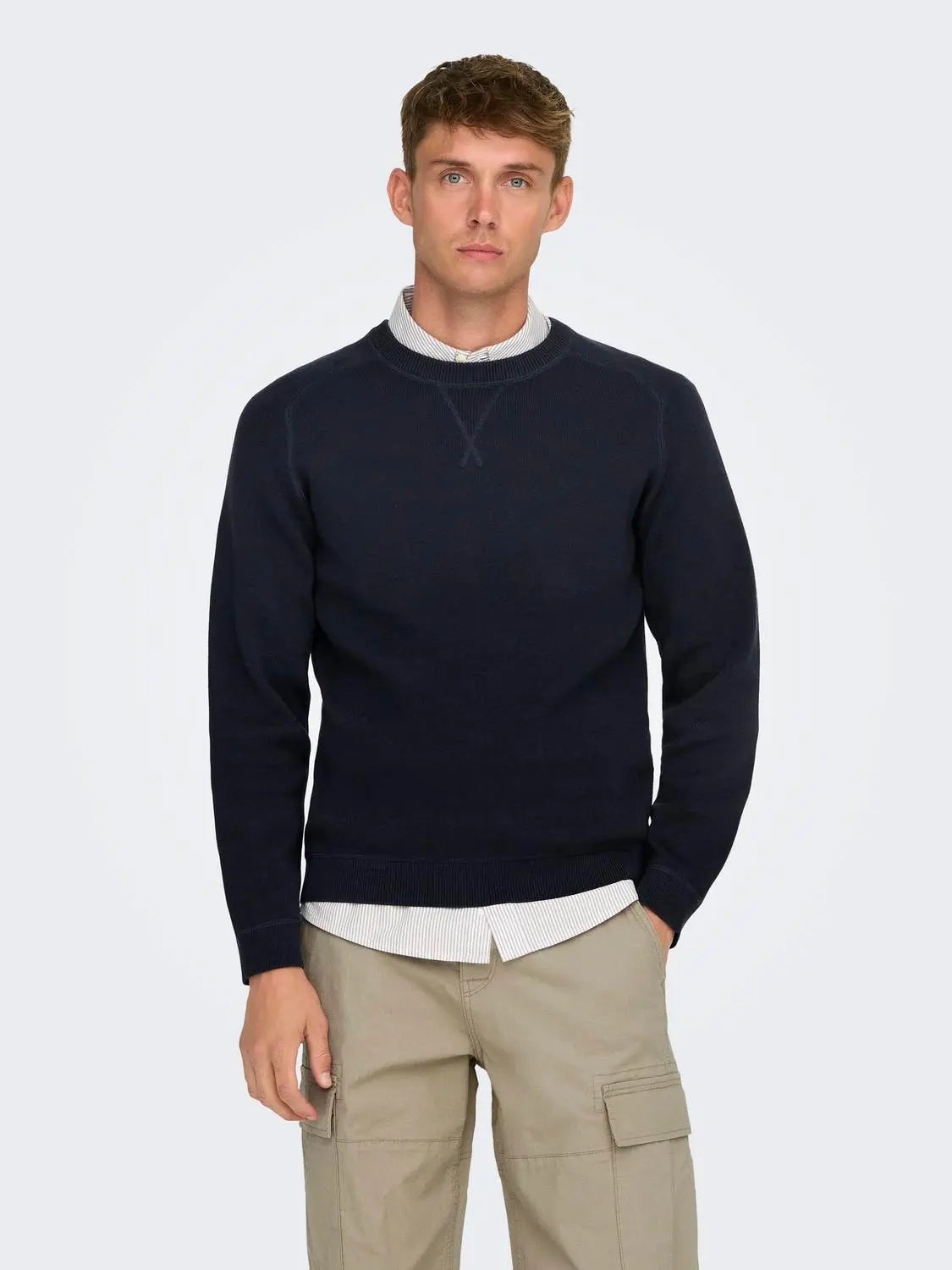 Pin Strikket Genser - Dark Navy Only & Sons