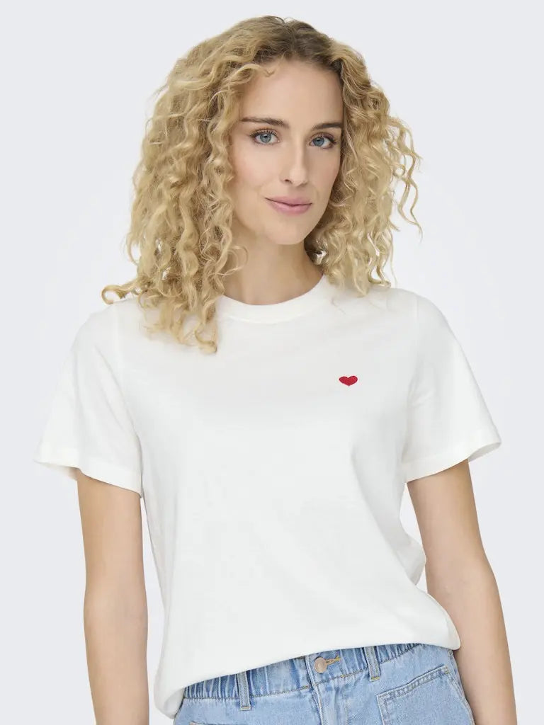 Pisa T-Skjorte Print - Cloud Dancer/Heart JDY