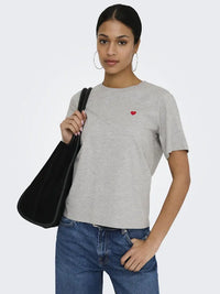 Pisa T-Skjorte Print - Light Grey Melange/Heart JDY