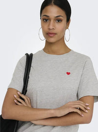 Pisa T-Skjorte Print - Light Grey Melange/Heart JDY