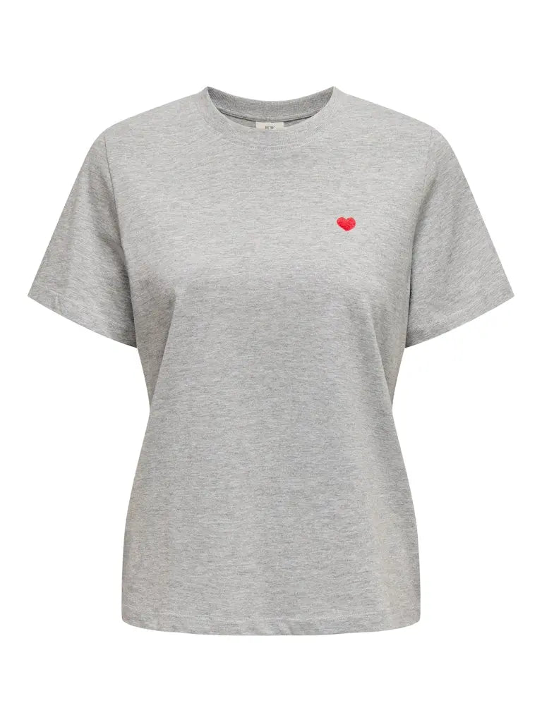 Pisa T-Skjorte Print - Light Grey Melange/Heart JDY