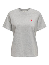 Pisa T-Skjorte Print - Light Grey Melange/Heart JDY
