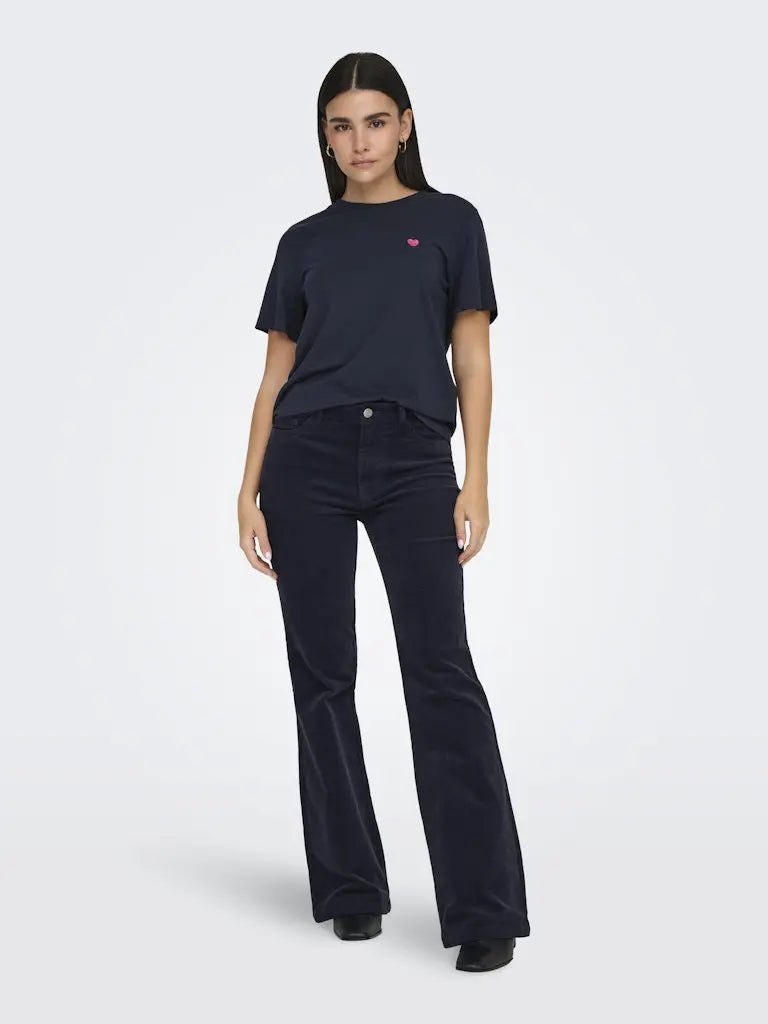 Pisa T-Skjorte Print - Sky Captain/Pink Heart JDY