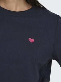 Pisa T-Skjorte Print - Sky Captain/Pink Heart JDY