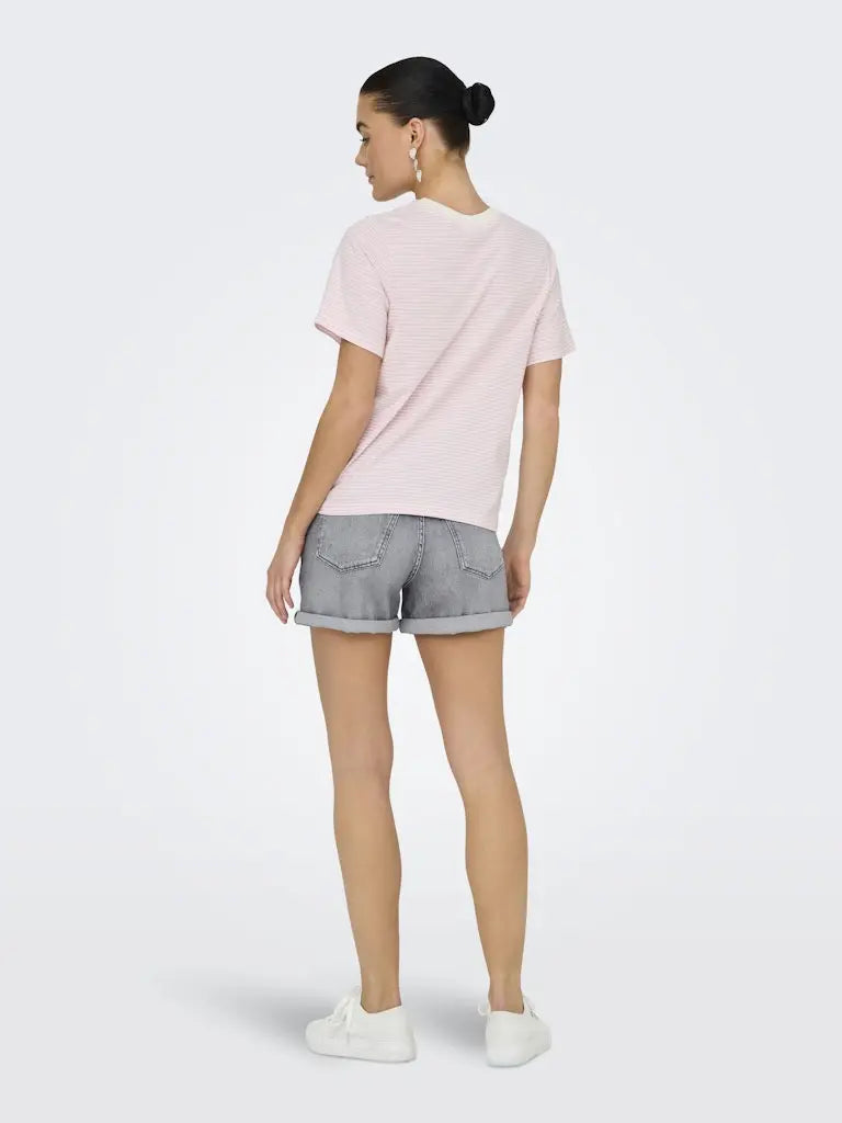 Pisa T-Skjorte Print Stripe - Cloud Dancer/Fragrant Lilac JDY