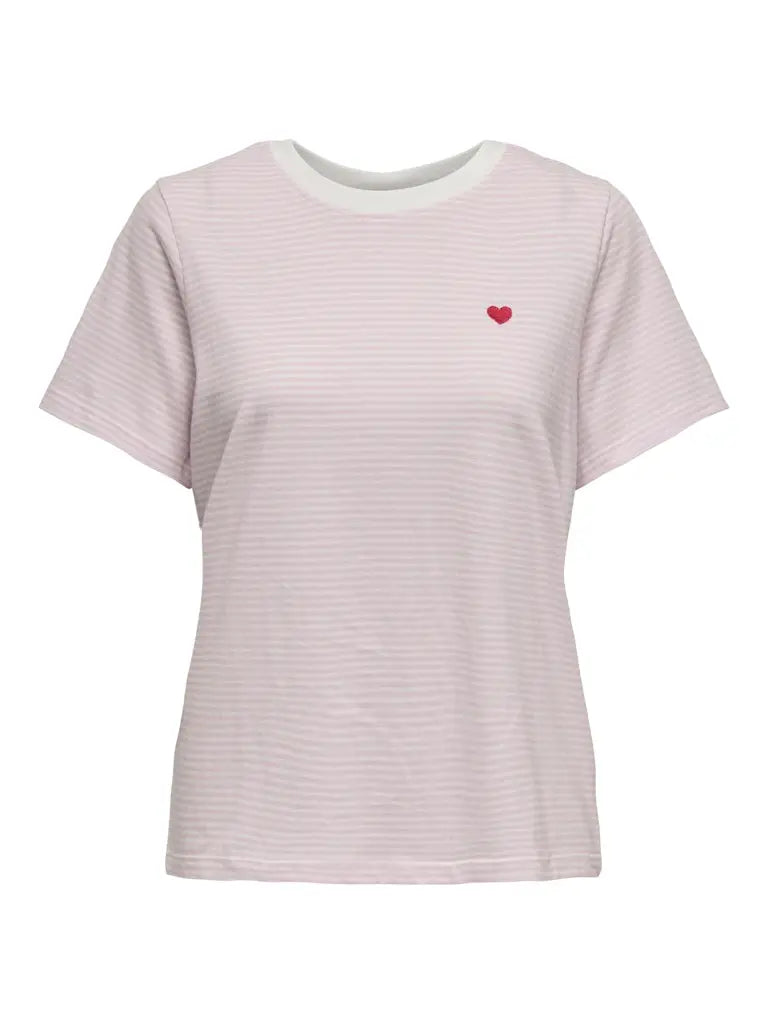 Pisa T-Skjorte Print Stripe - Cloud Dancer/Fragrant Lilac JDY