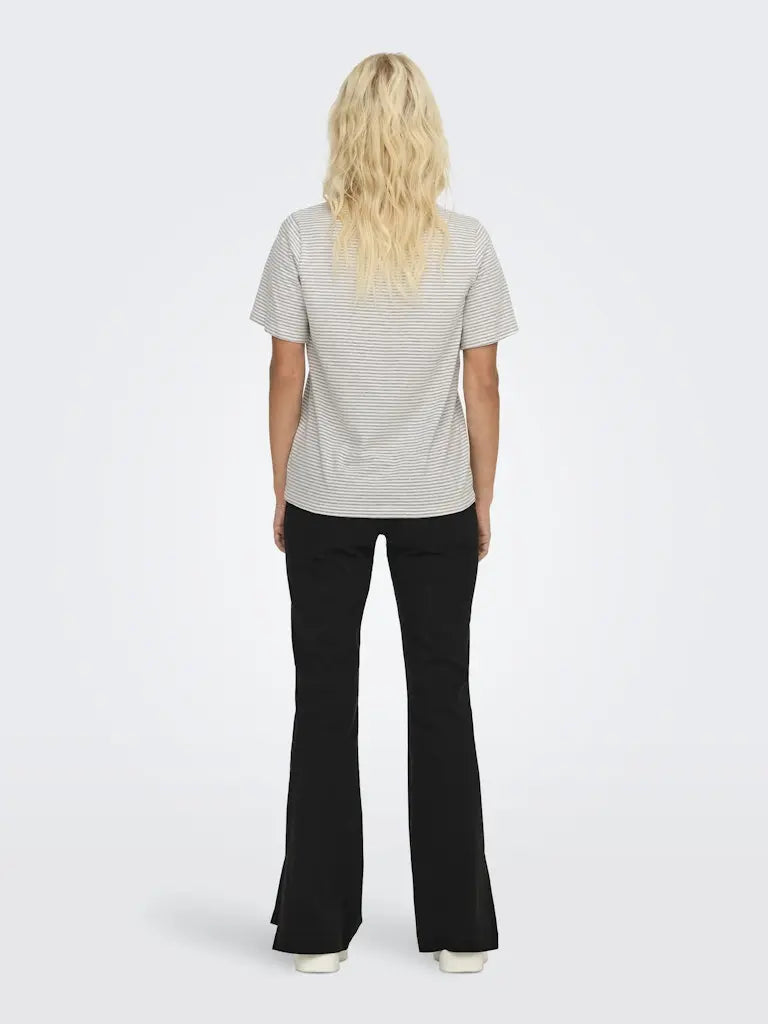 Pisa T-Skjorte Print Stripe - Cloud Dancer/Light Grey Melange JDY