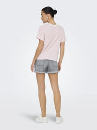 Pisa T-Skjorte Print Stripe - Cloud Dancer/Parfait Pink JDY