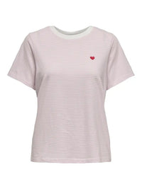 Pisa T-Skjorte Print Stripe - Cloud Dancer/Parfait Pink JDY