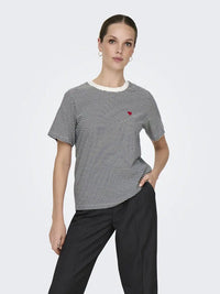 Pisa T-Skjorte Print Stripe - Cloud Dancer/Sky Captain JDY