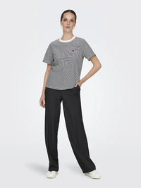 Pisa T-Skjorte Print Stripe - Cloud Dancer/Sky Captain JDY