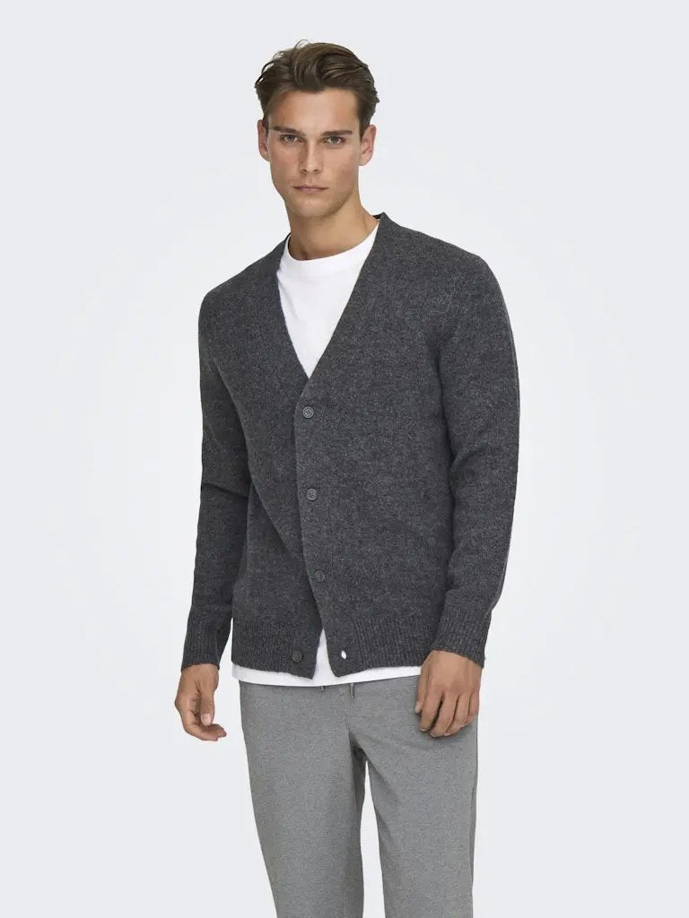 Ray Cardigan - Dark Grey Melange Only & Sons