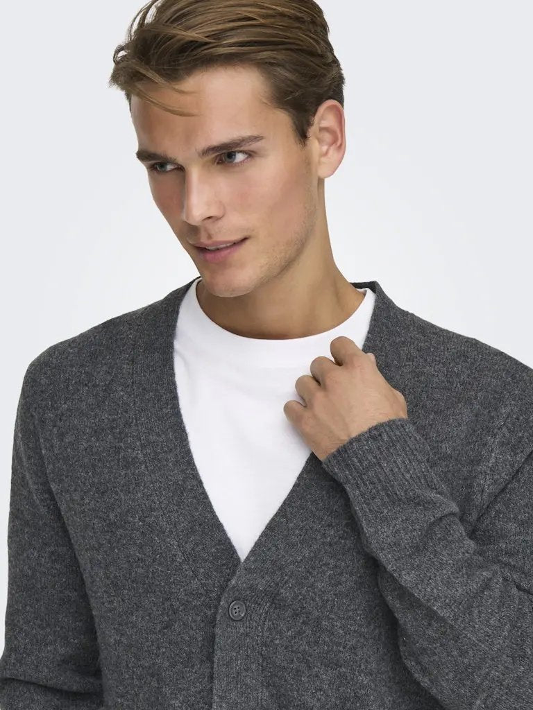 Ray Cardigan - Dark Grey Melange Only & Sons