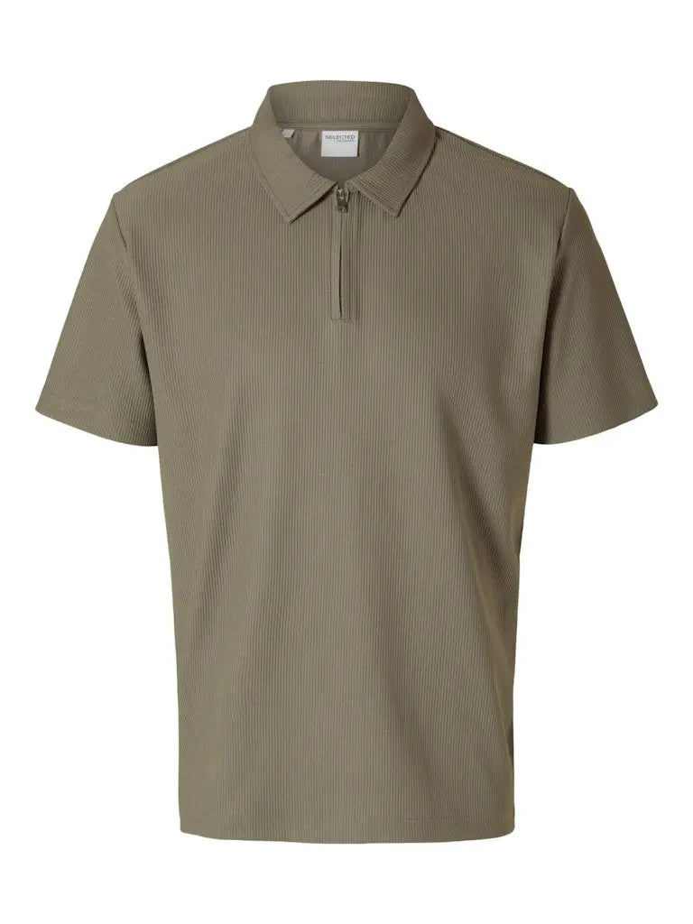 Relax Plissé Half Zip Polo - Vetiver Selected Homme