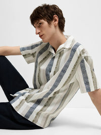 Relaxed New Linen Skjorte SS - Egret Stripes Selected Homme