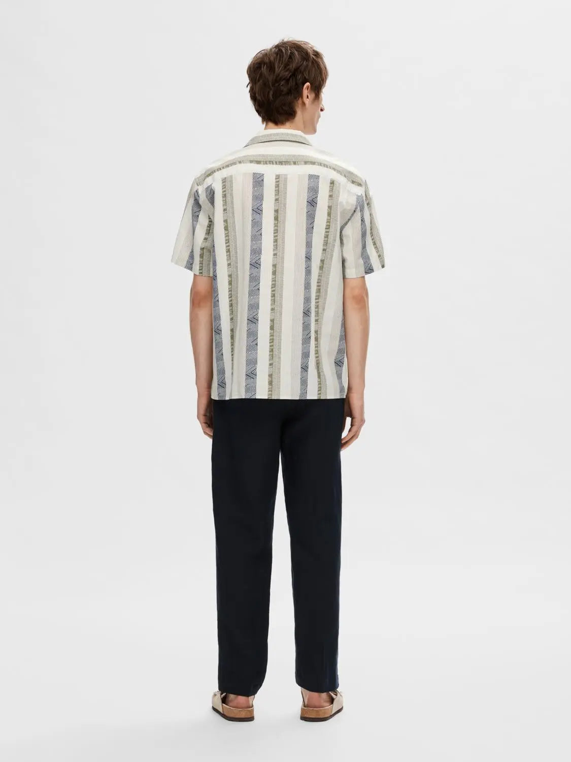 Relaxed New Linen Skjorte SS - Egret Stripes Selected Homme