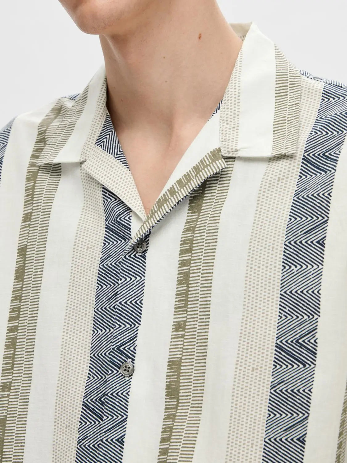 Relaxed New Linen Skjorte SS - Egret Stripes Selected Homme