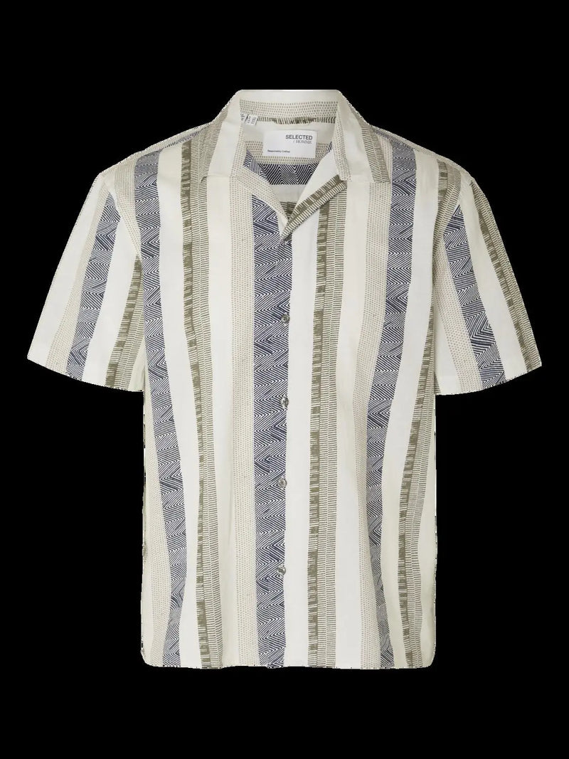 Relaxed New Linen Skjorte SS - Egret Stripes Selected Homme