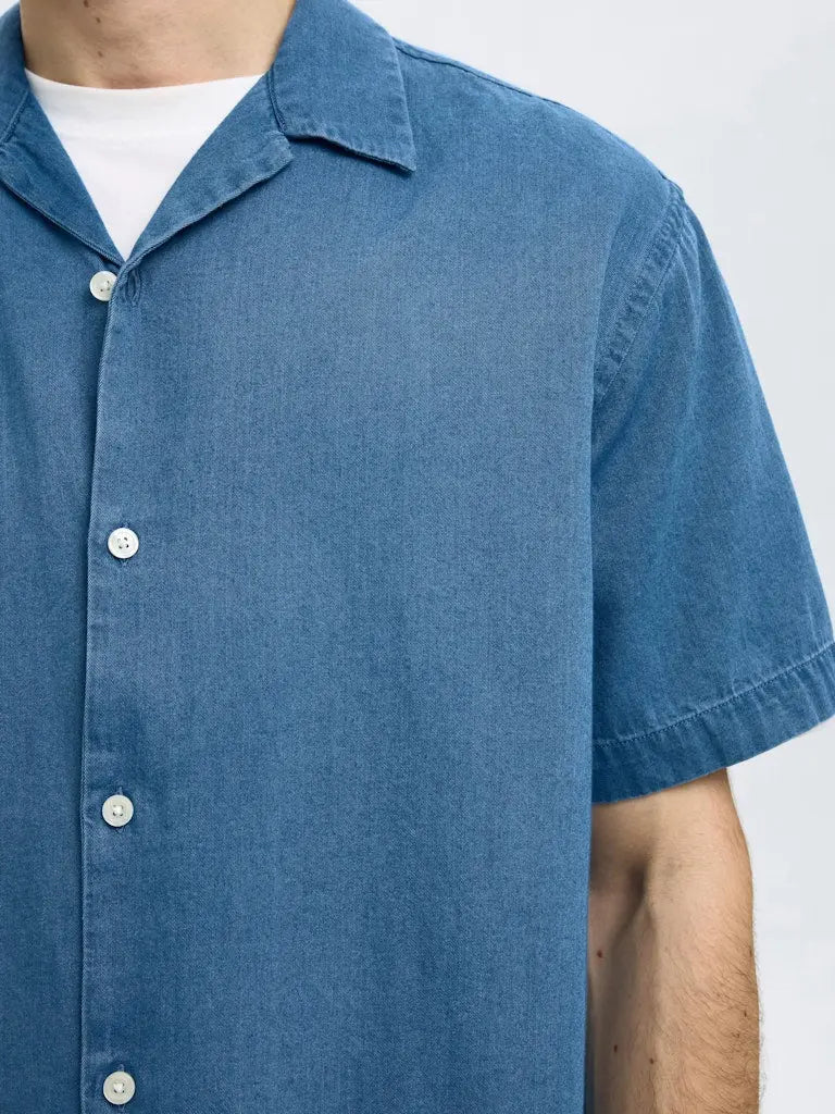 Rick Denim Skjorte SS - Medium Blue Denim Selected Homme