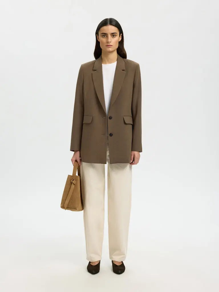 Rita Relaxed Blazer - Chocolote Chip Detail Selected Femme