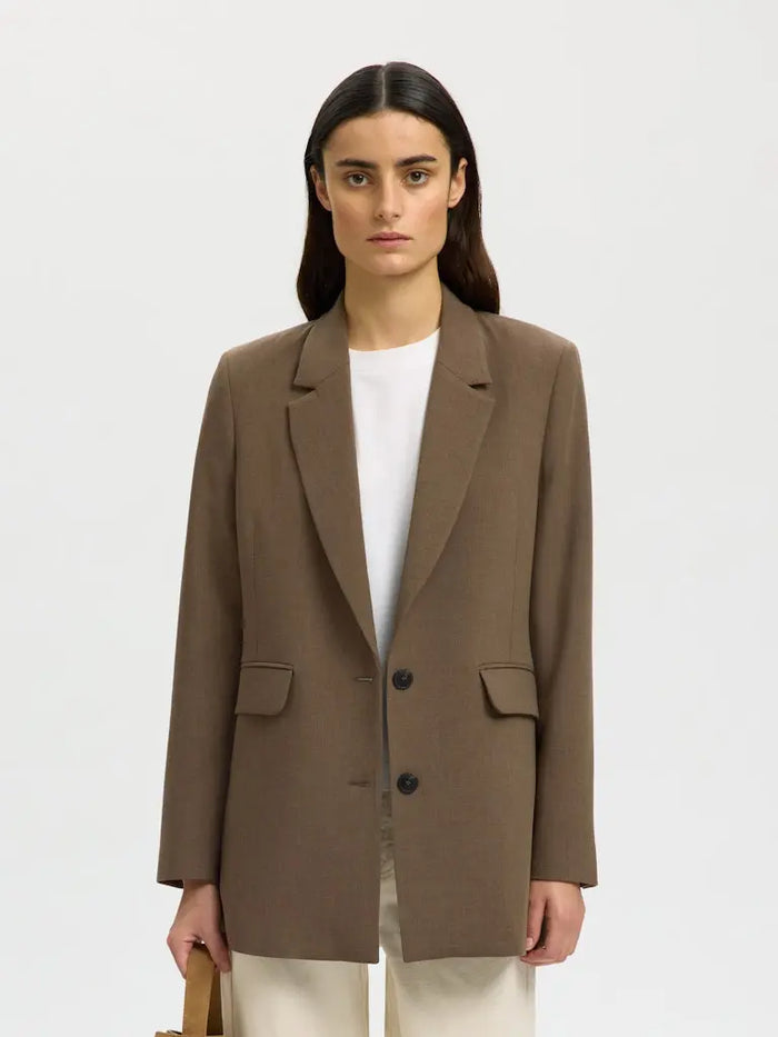 Rita Relaxed Blazer - Chocolote Chip Detail Selected Femme
