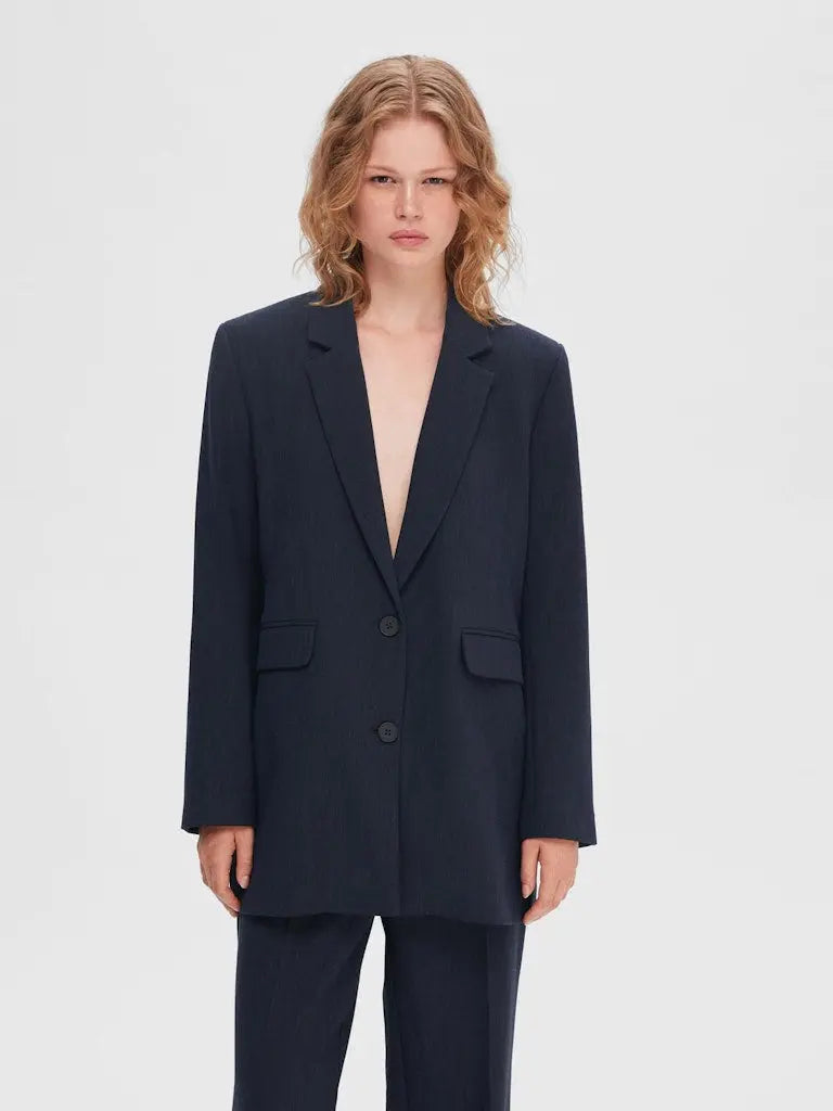 Rita Relaxed Blazer - Dark Sapphire Melange Selected Femme